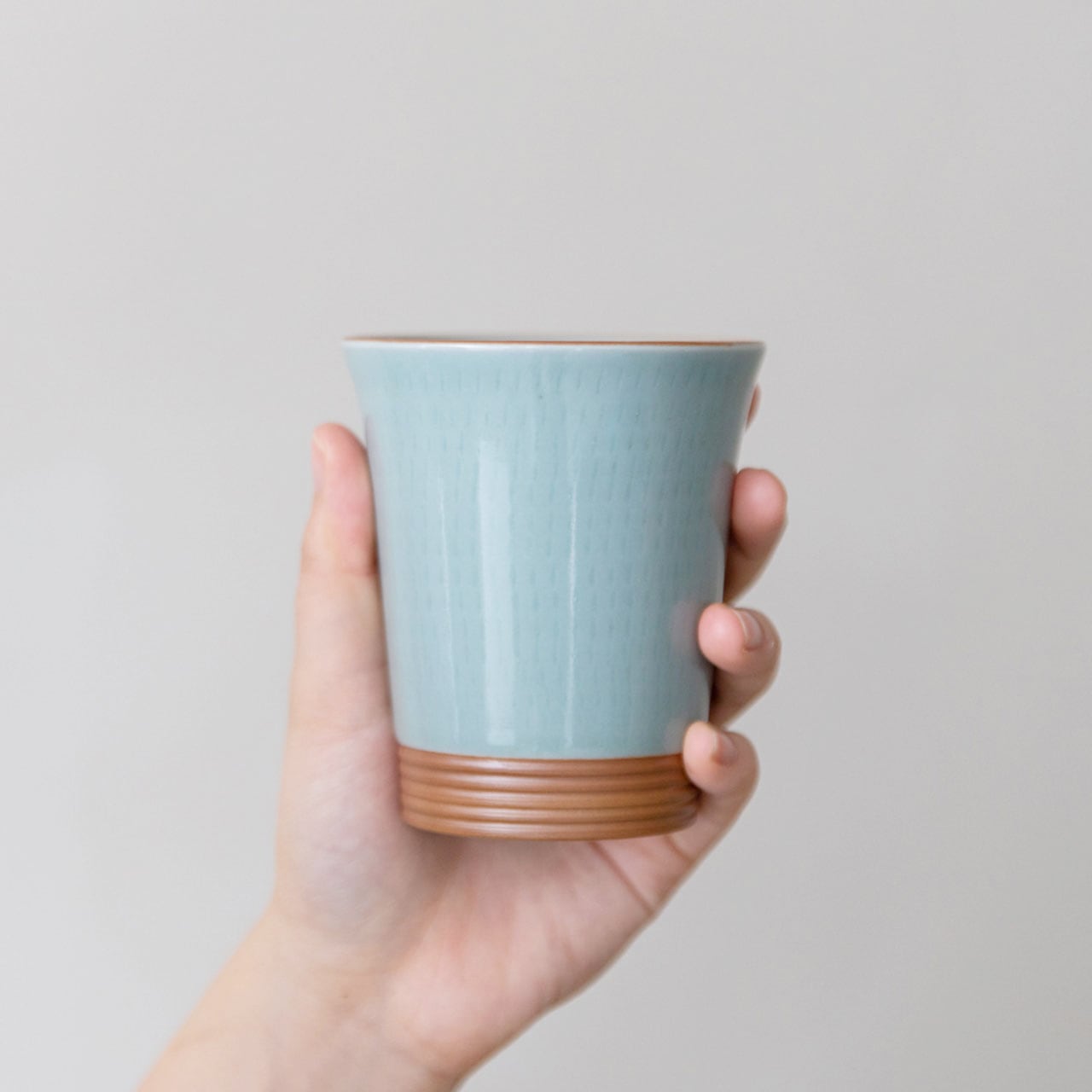 Large Blue Celadon Porcelain Kiyomizu Cup