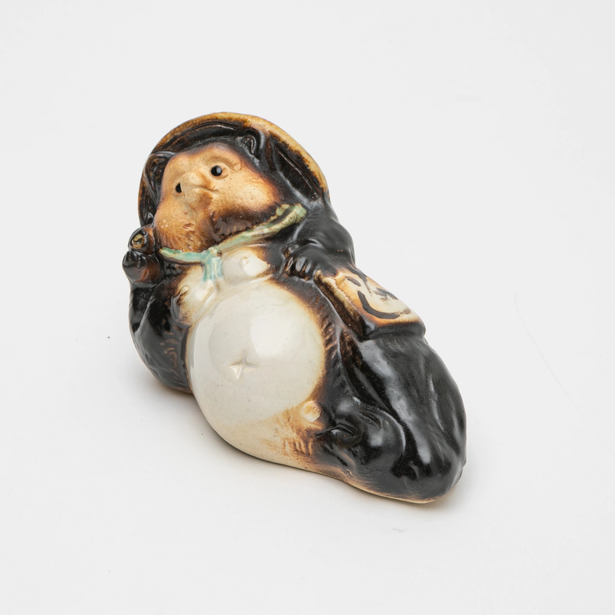 Maruichi Shigaraki Ware Reclining Tanuki Figurine