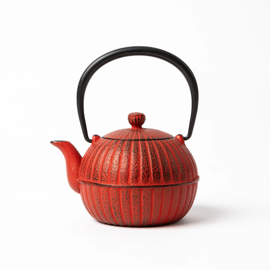 Japanese Aster Red Nanbu Cast Iron Teapot