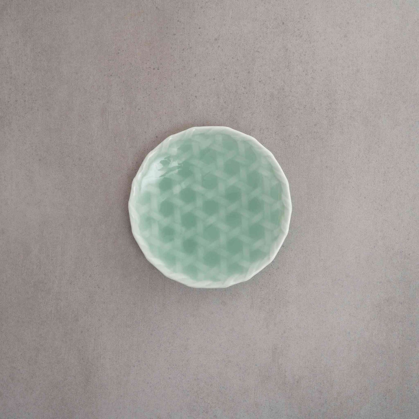 Nabeshima Celadon Porcelain Woven Bamboo Small Plate