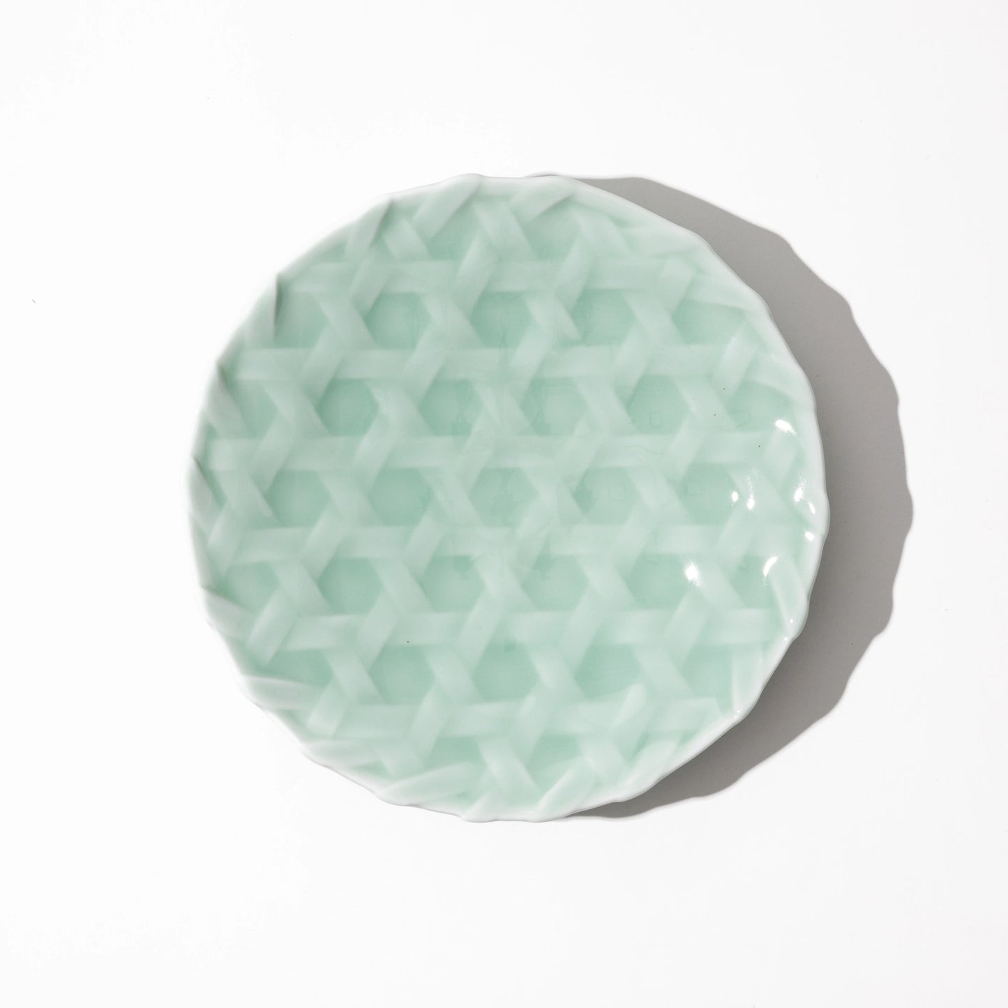 Nabeshima Celadon Porcelain Woven Bamboo Plate