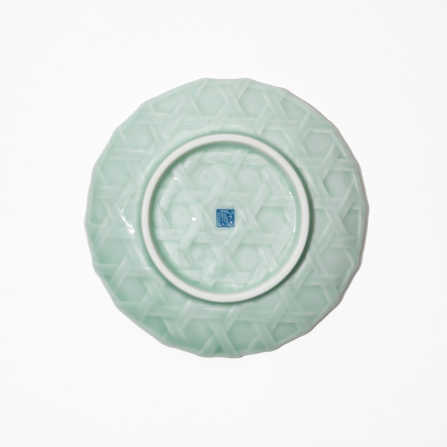 Nabeshima Celadon Porcelain Woven Bamboo Plate