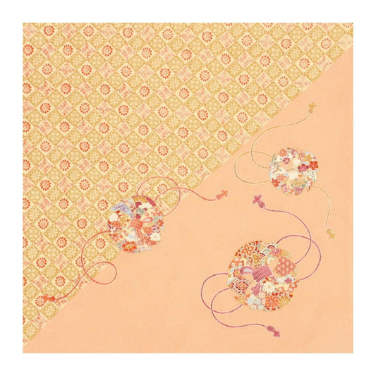 Orange Hanamaru Silk Furoshiki Wrapping Cloth