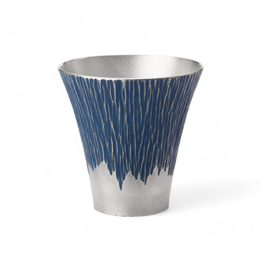 Osaka Suzuki Mt. Fuji Tumbler in blue, with a textured metal surface mimicking the ridges of Japan’s iconic Mt. Fuji, showcasing a unique and artistic take on the traditional tumbler.