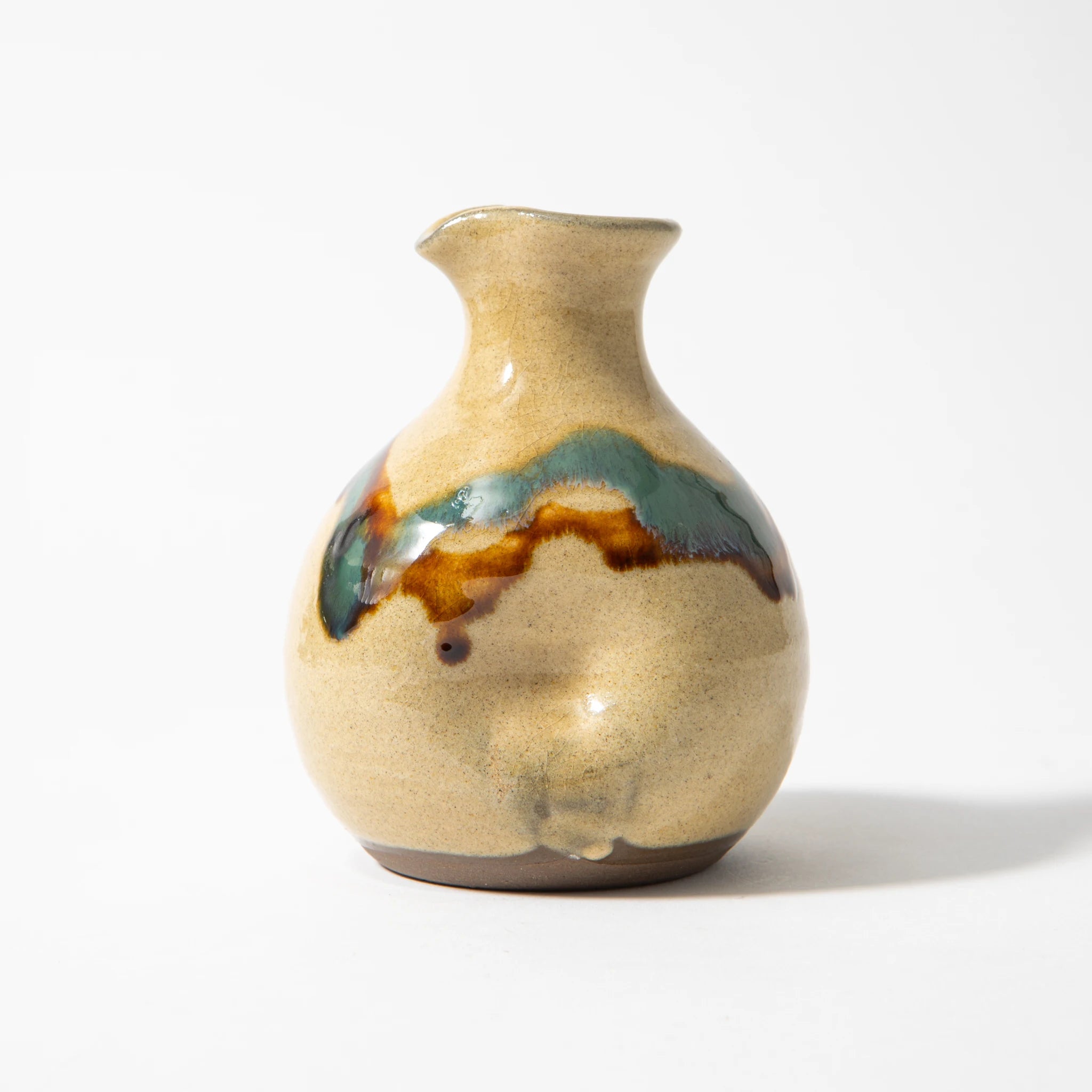 Ryumonji Yaki Pottery Sake Set Sansai Glaze