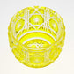 Elegant Satsuma Kiriko large yellow sake cup featuring detailed hand-cut designs.