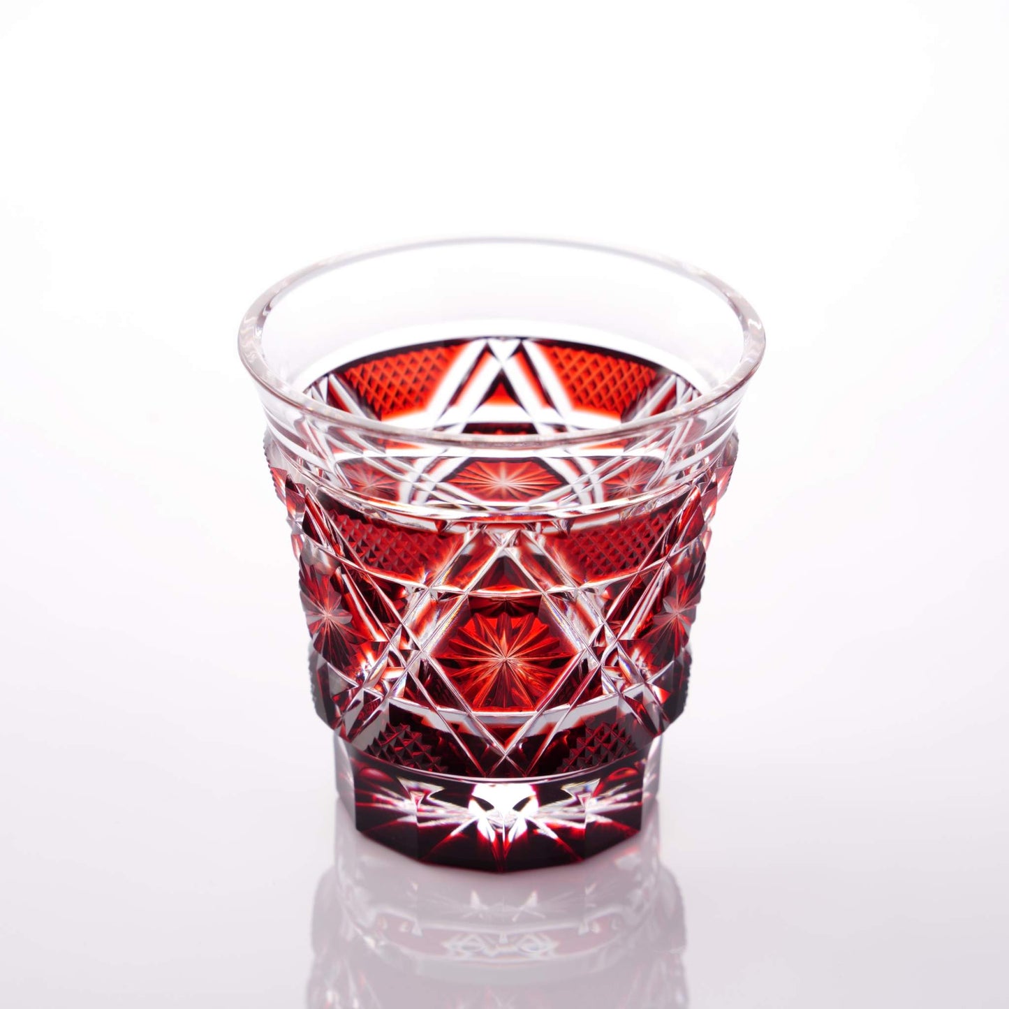 Satsuma Kiriko Sake Glass Crimson