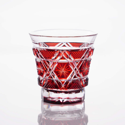 Satsuma Kiriko Sake Glass Crimson