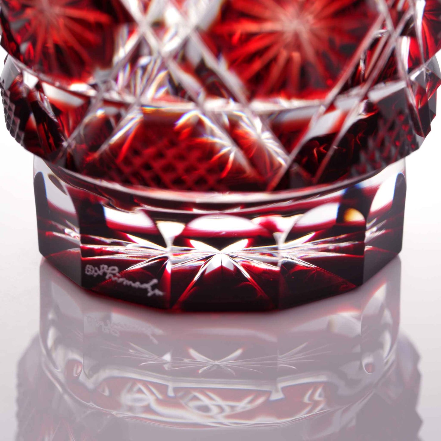 Satsuma Kiriko Sake Glass Crimson