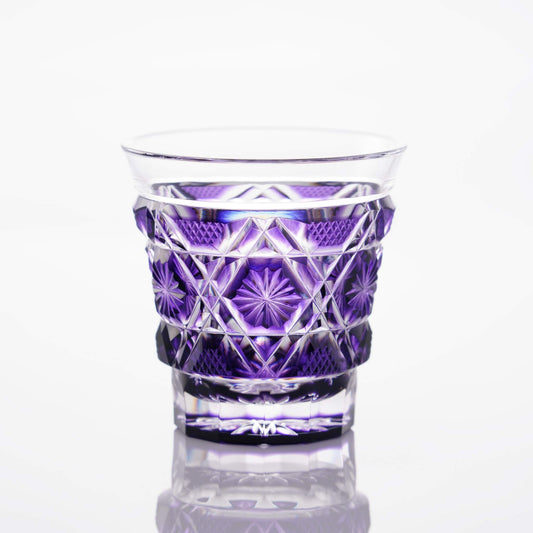 Satsuma Kiriko Sake Glass Shimadzu Purple