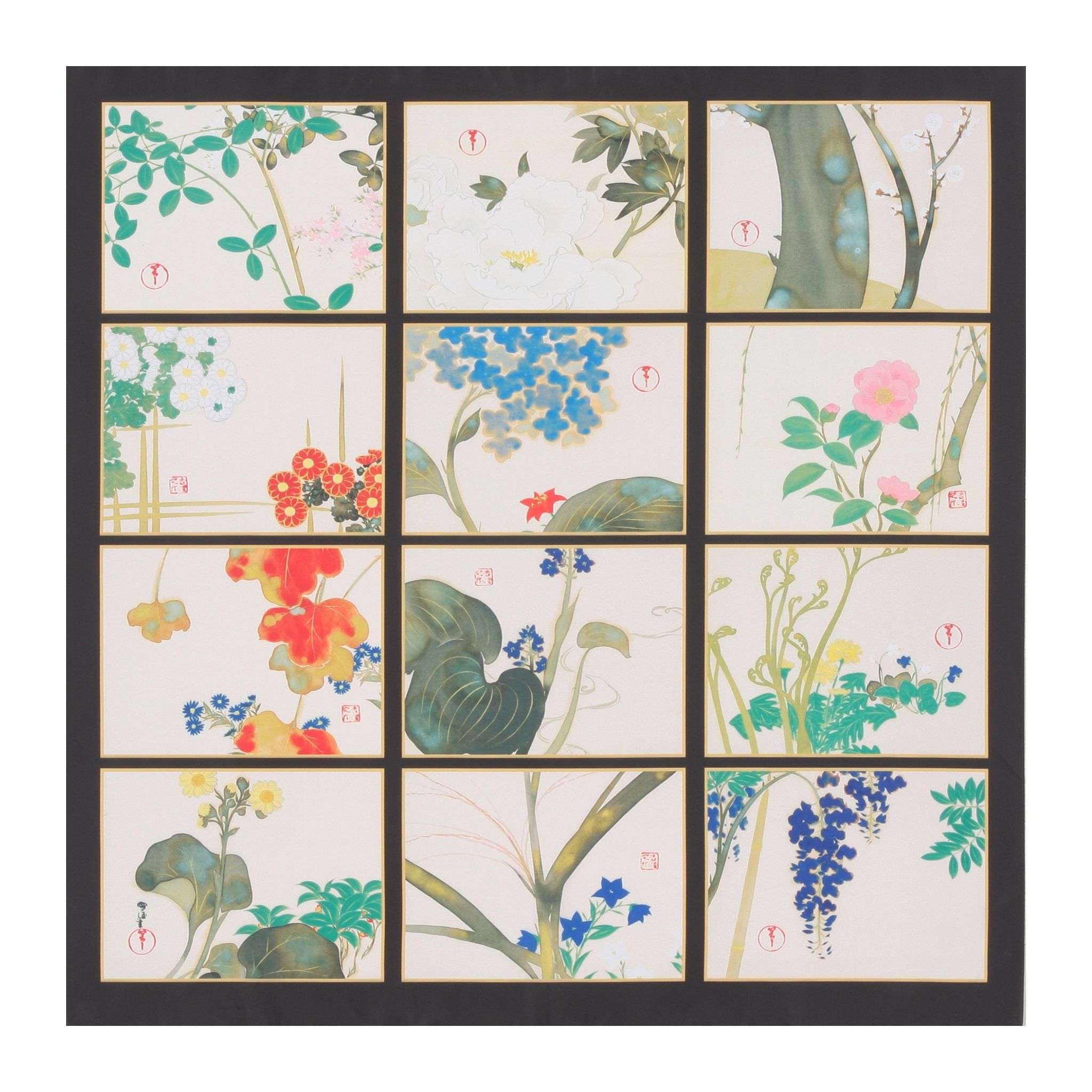 Sekka Kamisaka 12 Months Of Flowers Hosomi Museum Collection Furoshiki 