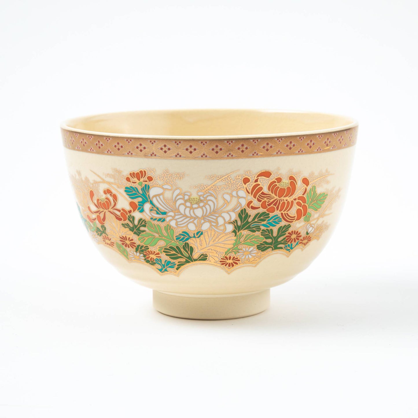 Satsuma Matcha Bowl Chrysanthemum by Eiko Miyaji