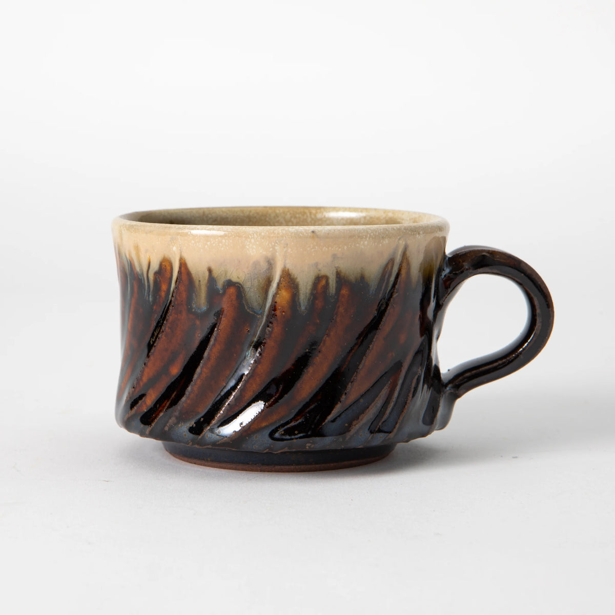 Tamba Ware Large Faceted Mug Amber Glaze by Shozo Gama | omakase