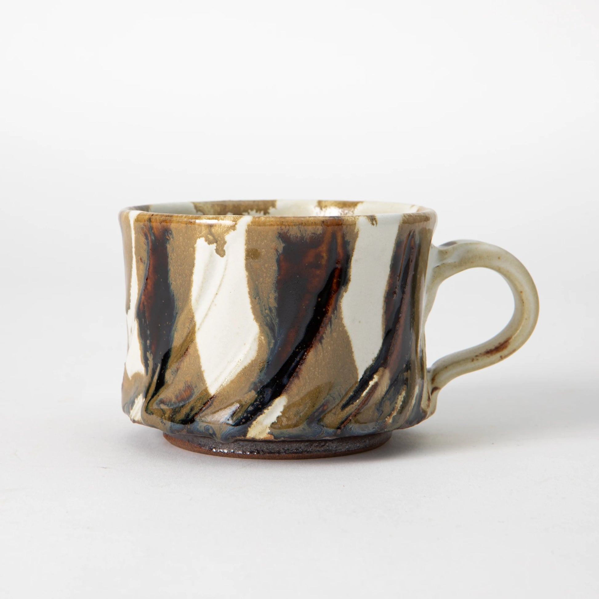 Omakase Tamba Ware Large Faceted Mug Ash Glaze Honey Tone