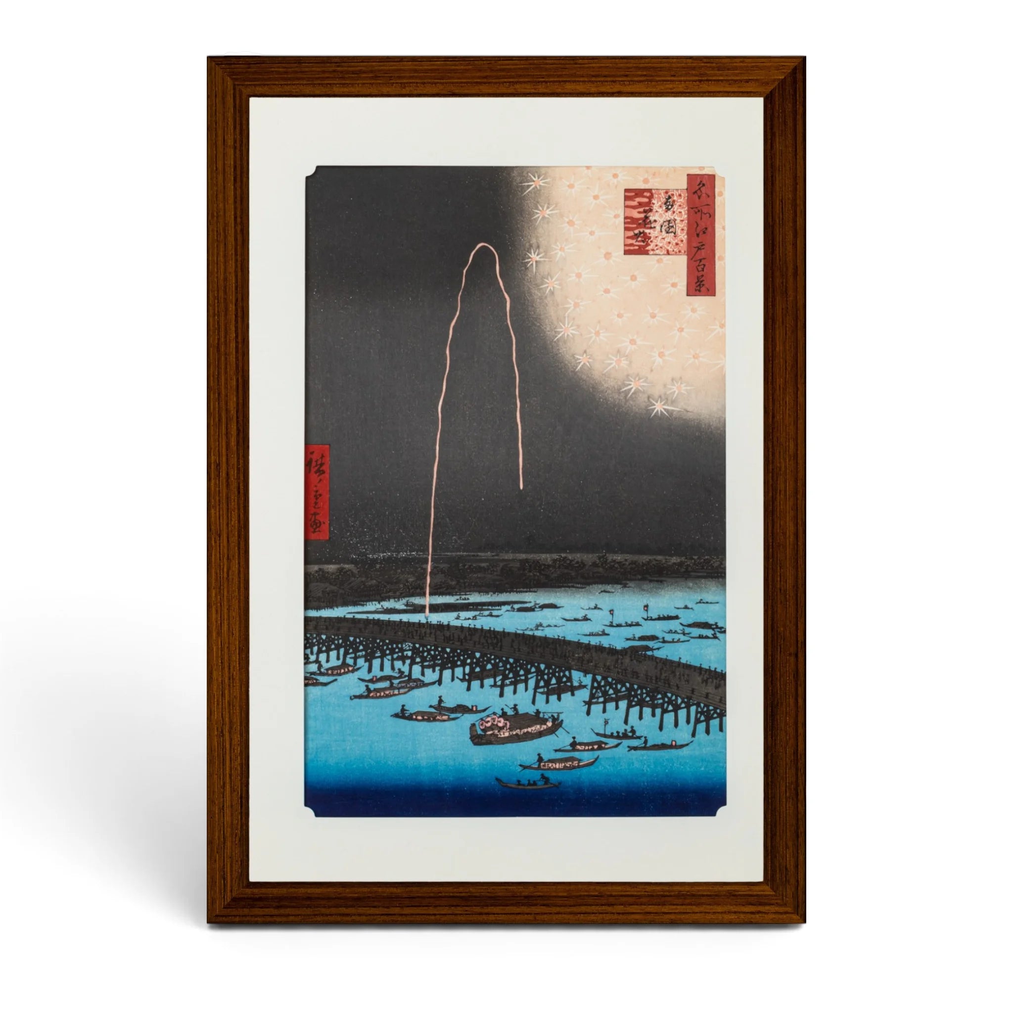 Hiroshige Woodblock Print Ryogoku Fireworks (One Hundred Famous Views of Edo)