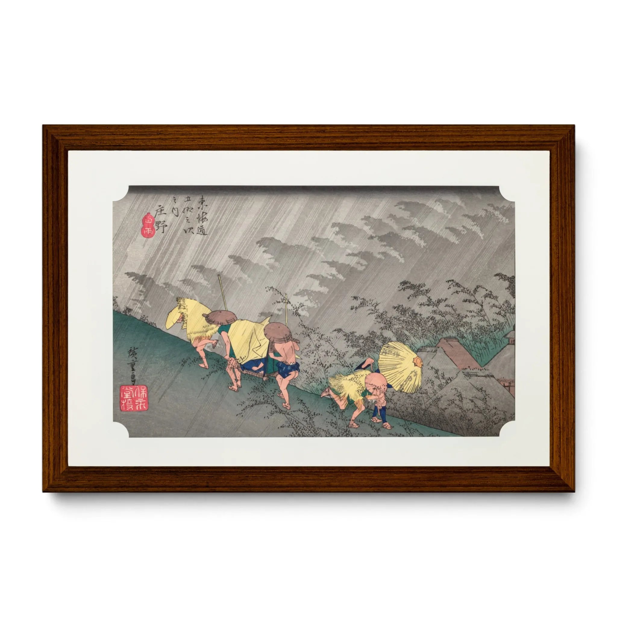 Hiroshige Woodblock Print Shono White Rain (Fifty-three Stations of the Tokaido)
