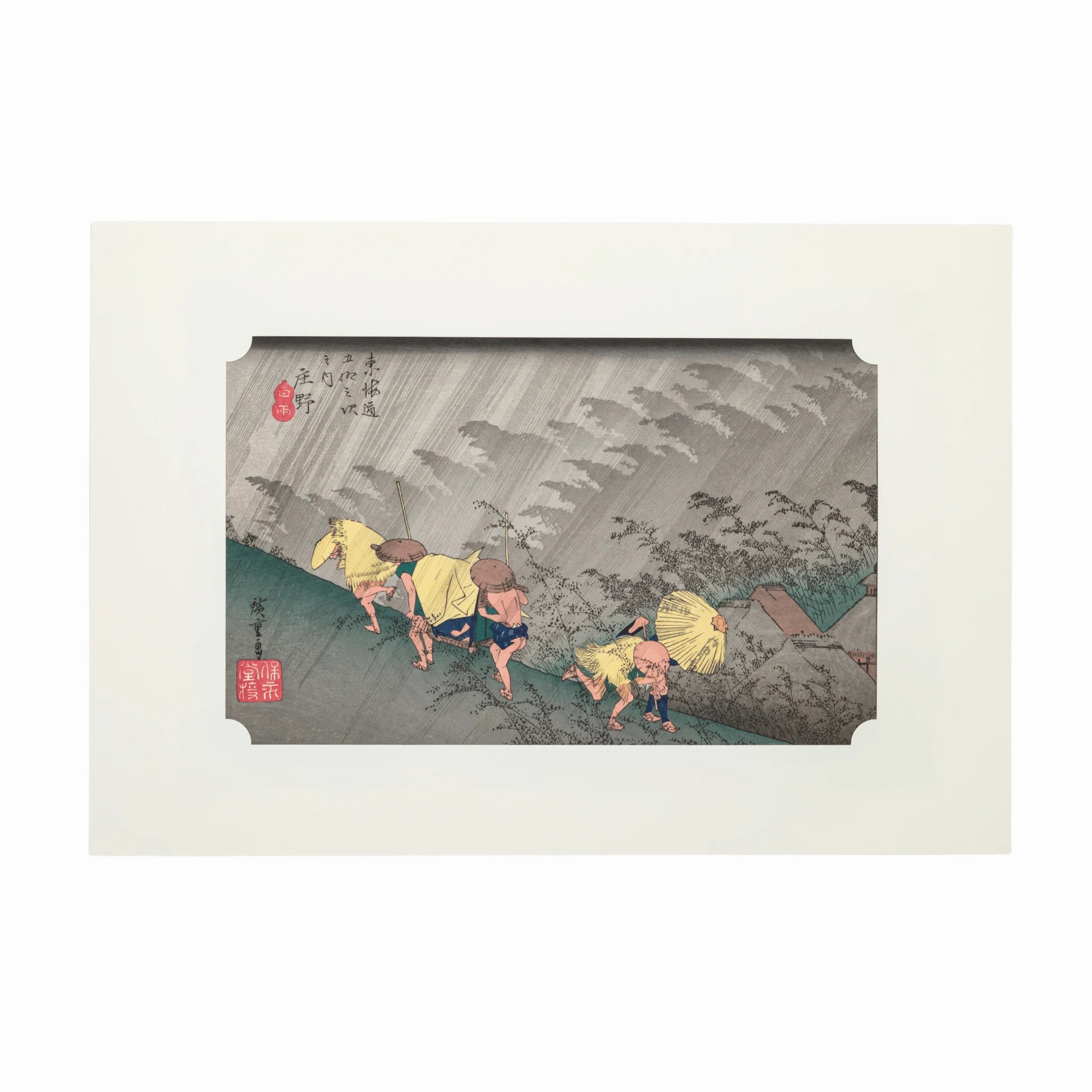 Hiroshige Woodblock Print Shono White Rain (Fifty-three Stations of the Tokaido)