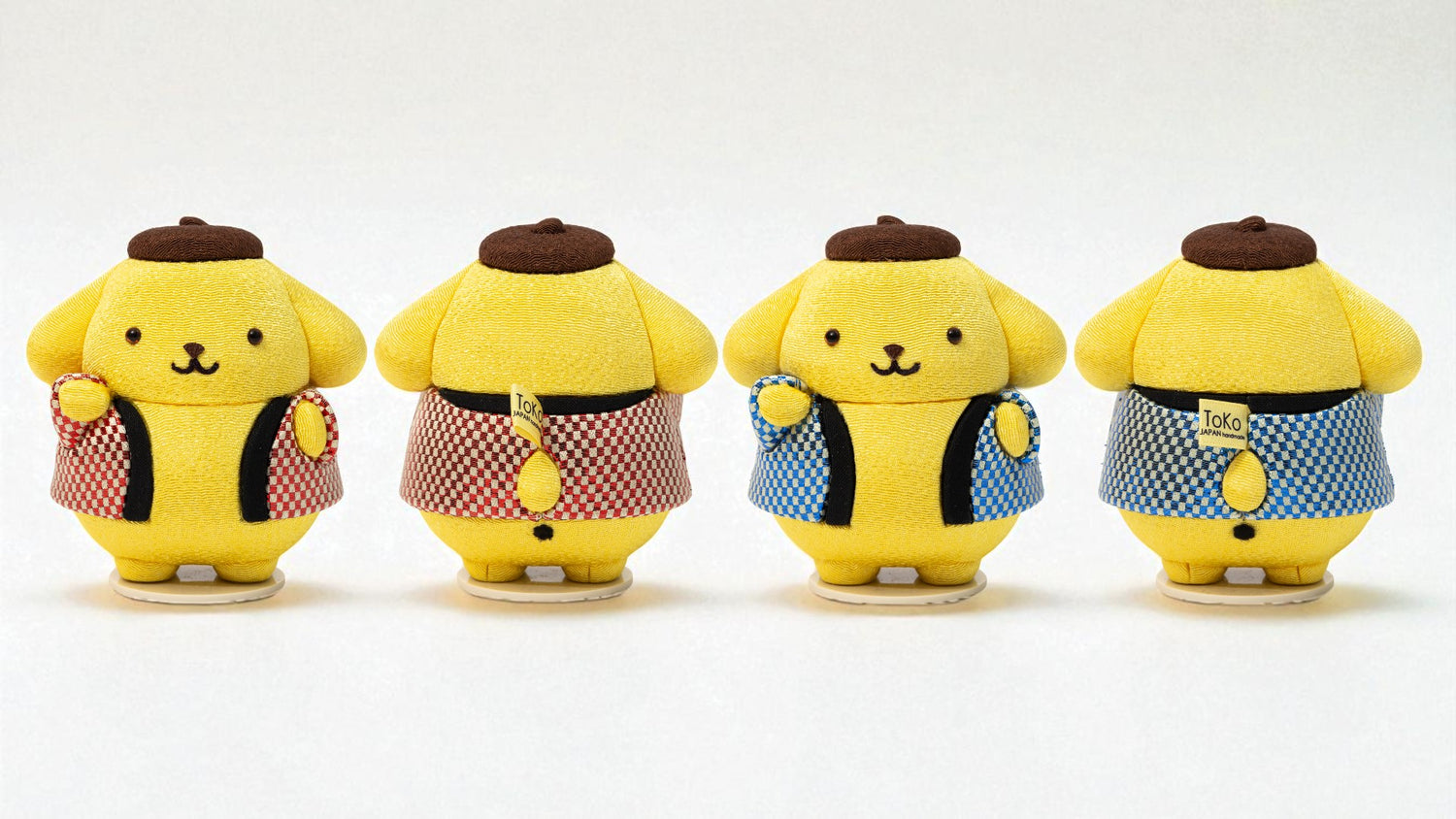  Four Edo Kimekomi Maneki Pompompurin  place on a white background - Omakase