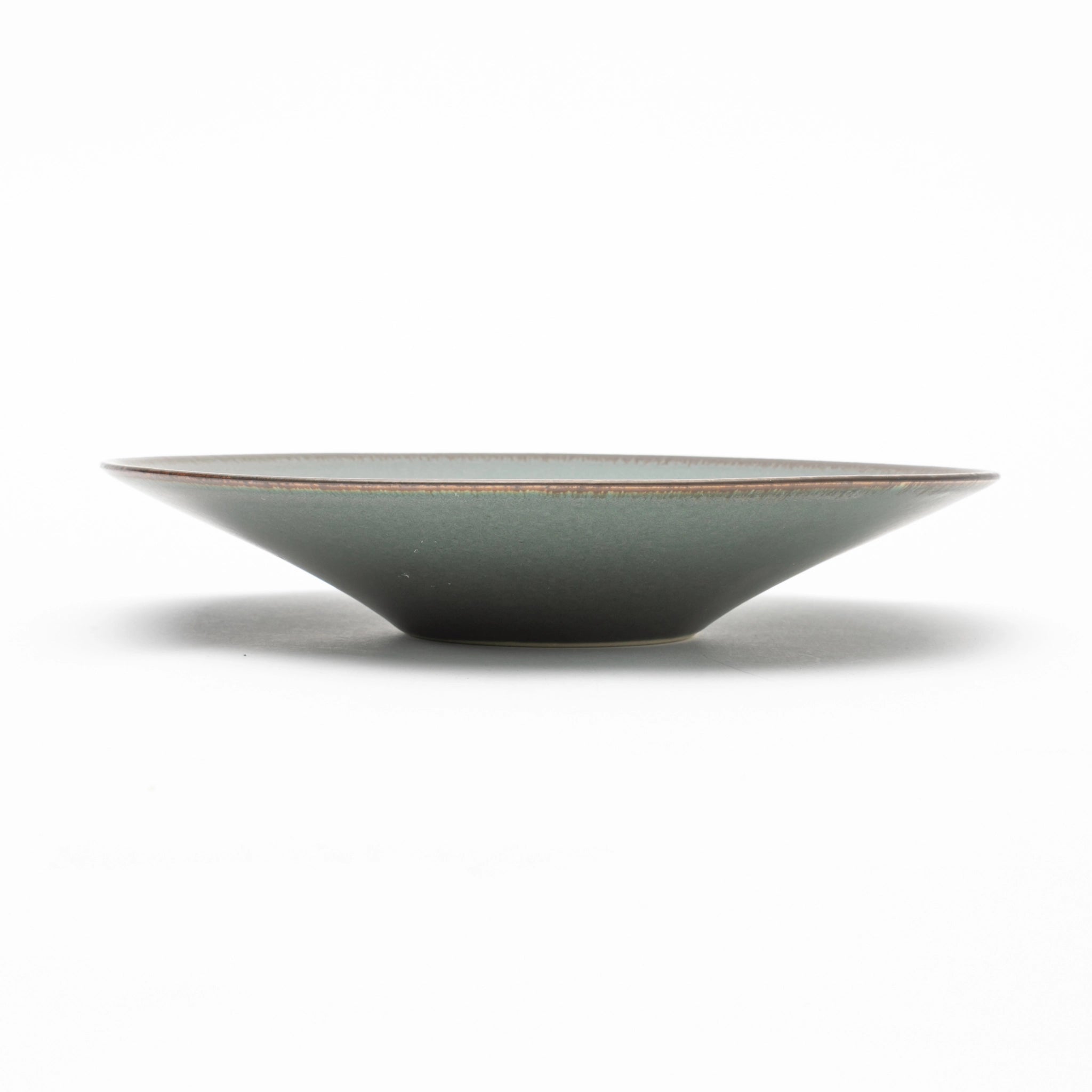 Tsukamoto Mashiko Ware SABI Flat Bowl Large Deep Green