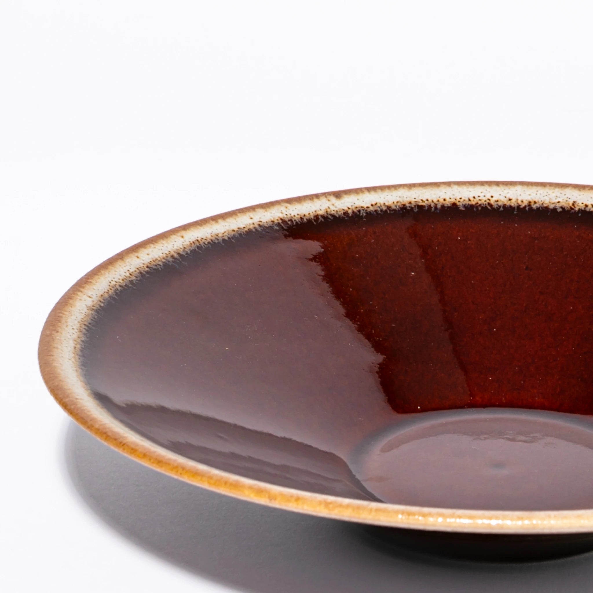 Tsukamoto Mashiko Ware SABI Flat Bowl Medium Amber