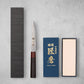 Ishizuchi VG10 Damascus Tsuchime Kiritsuke Petty Knife and Japanese Whetstone Set