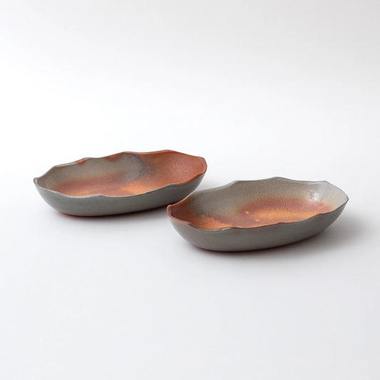 Hagi Ware Himon Oval Bowls (Set of 2)