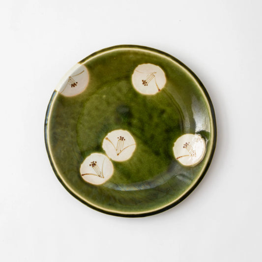 Oribe Camellia Mino Ware Plate