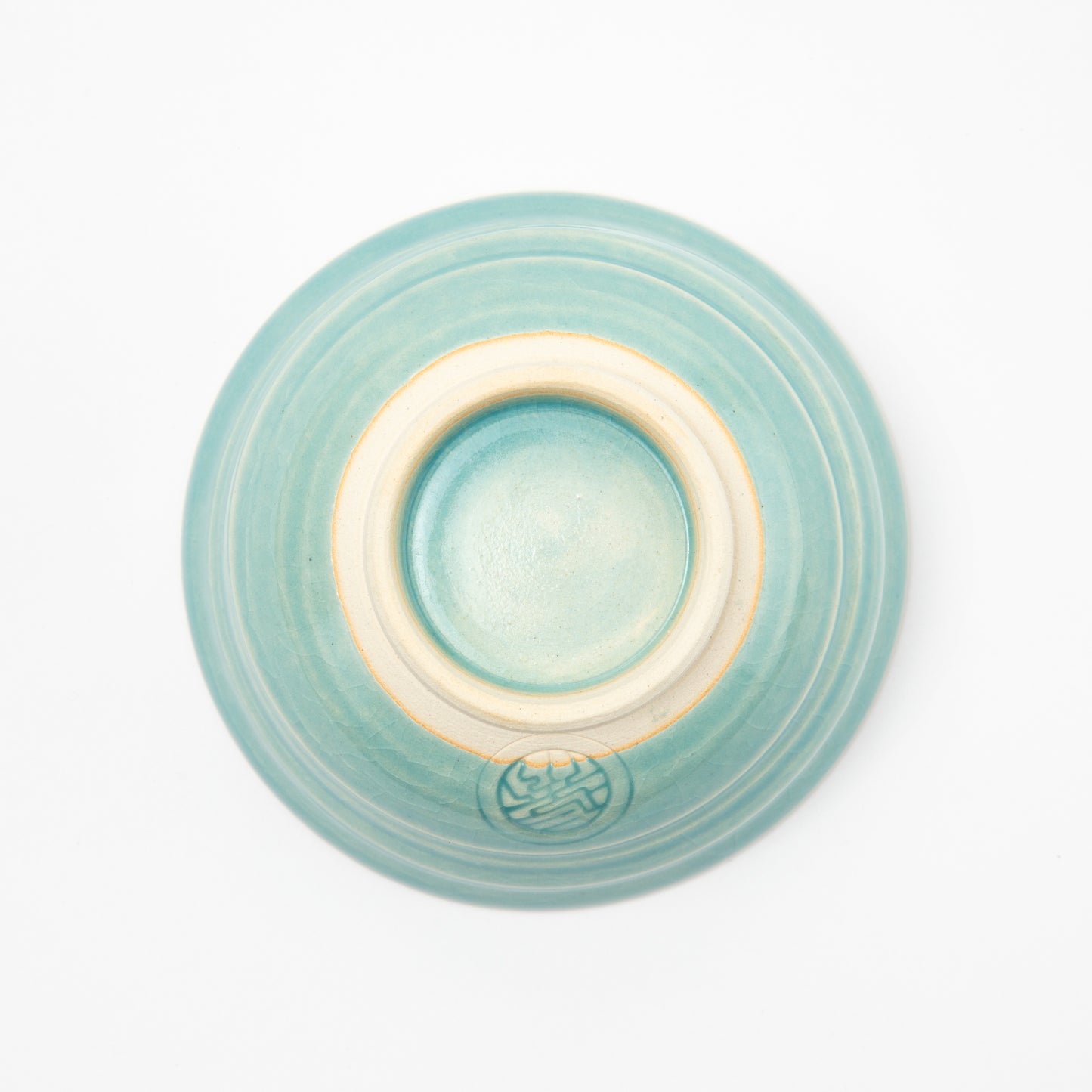 Bottom shot of Ninshu Blue Matcha bowl